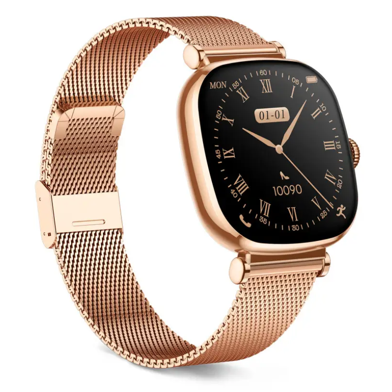 Montre Connectée KSIX Iria AMOLED 1,7" / Bracelets en métal et silicone / Gold