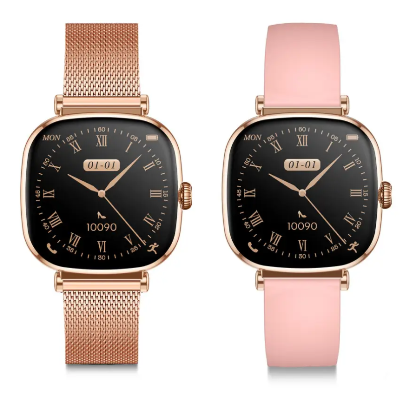 Montre Connectée KSIX Iria AMOLED 1,7" / Bracelets en métal et silicone / Gold