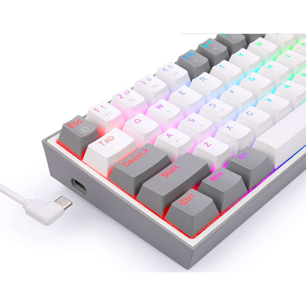 Clavier Mécanique Gamer Redragon FIZZ K617 RGB WHITE/GREY / Red Switch
