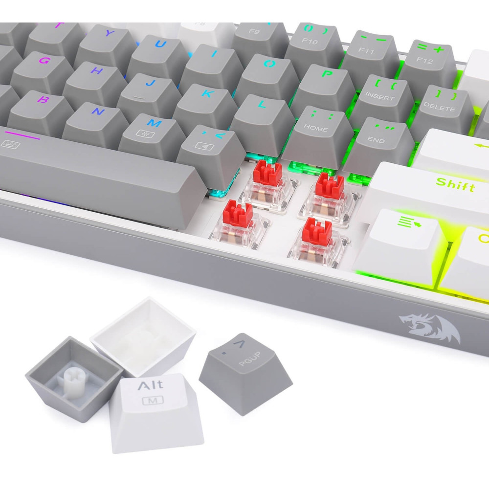 Clavier Mécanique Gamer Redragon FIZZ K617 RGB GREY/WHITE / Red Switch