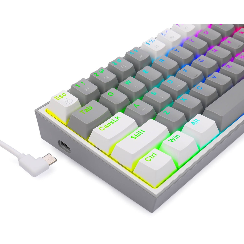 Clavier Mécanique Gamer Redragon FIZZ K617 RGB GREY/WHITE / Red Switch