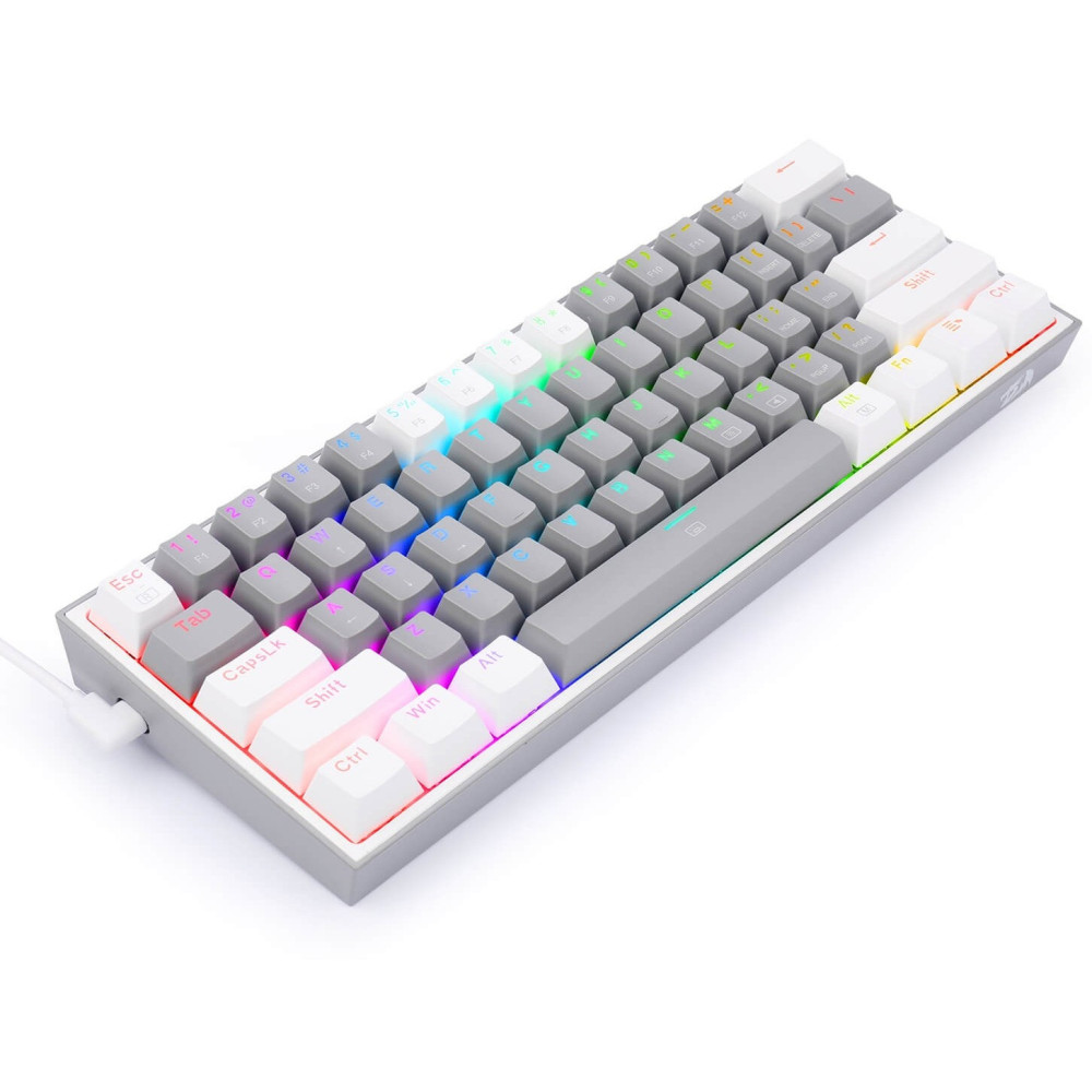 Clavier Mécanique Gamer Redragon FIZZ K617 RGB GREY/WHITE / Red Switch