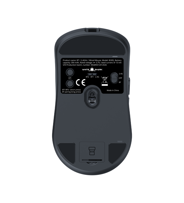 Souris Sans fil Gamer White Shark WGM-5021 BORS / 12.000 DPI / BLACK