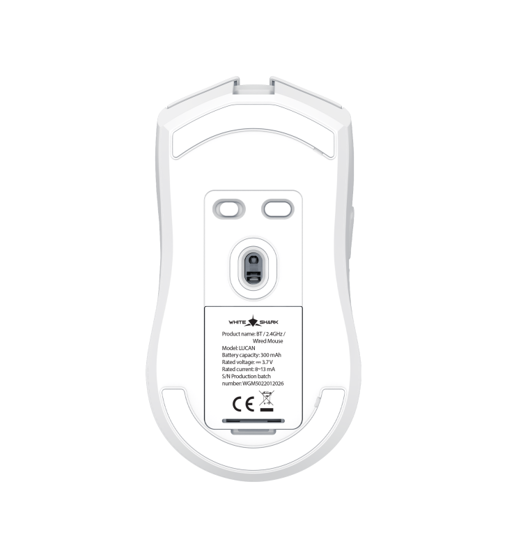 Souris Sans fil Gamer White Shark WGM-5022 LUCAN / 12.000 DPI / WHITE