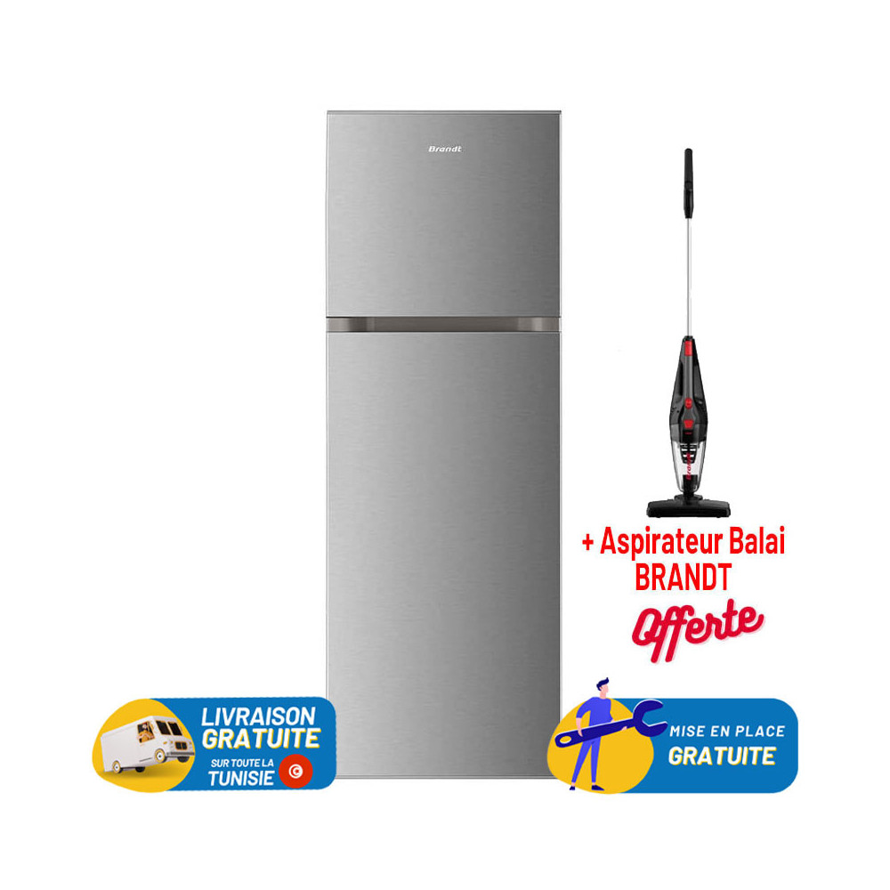 Réfrigérateur Brandt NoFrost (BD4410NS) / 420L / Silver| Brandt Tunisie | Tunisianet