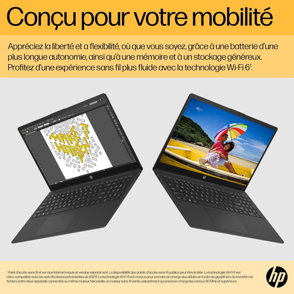 Pc Portable HP Laptop 15-fd0401nk / i3-1315U / 8 Go / 256 Go SSD / Gris foncé