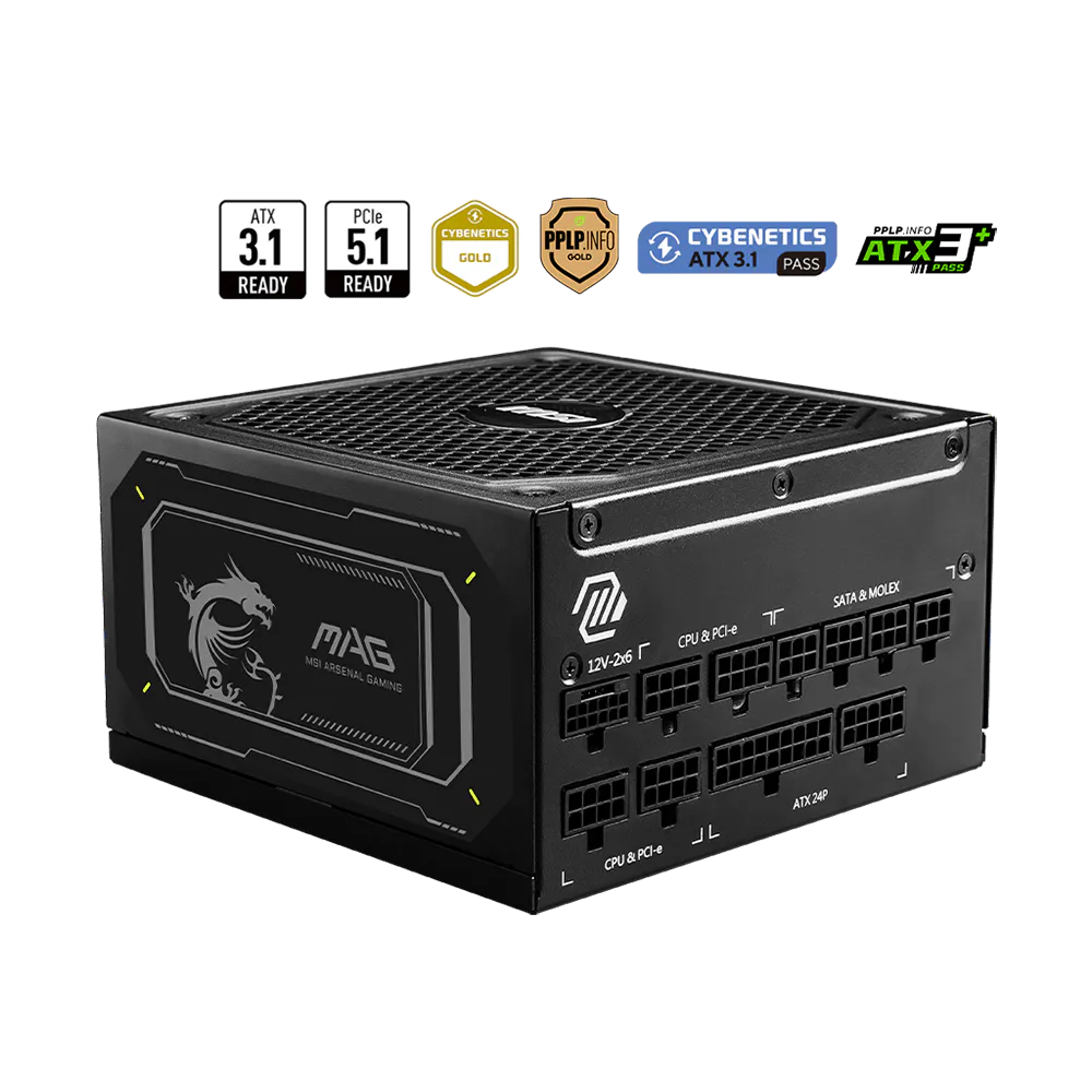 Boîte d'alimentation MSI MAG A1000GL PCIE5 II / Modulaire / ATX / 1000 Watts / 80 PLUS Gold