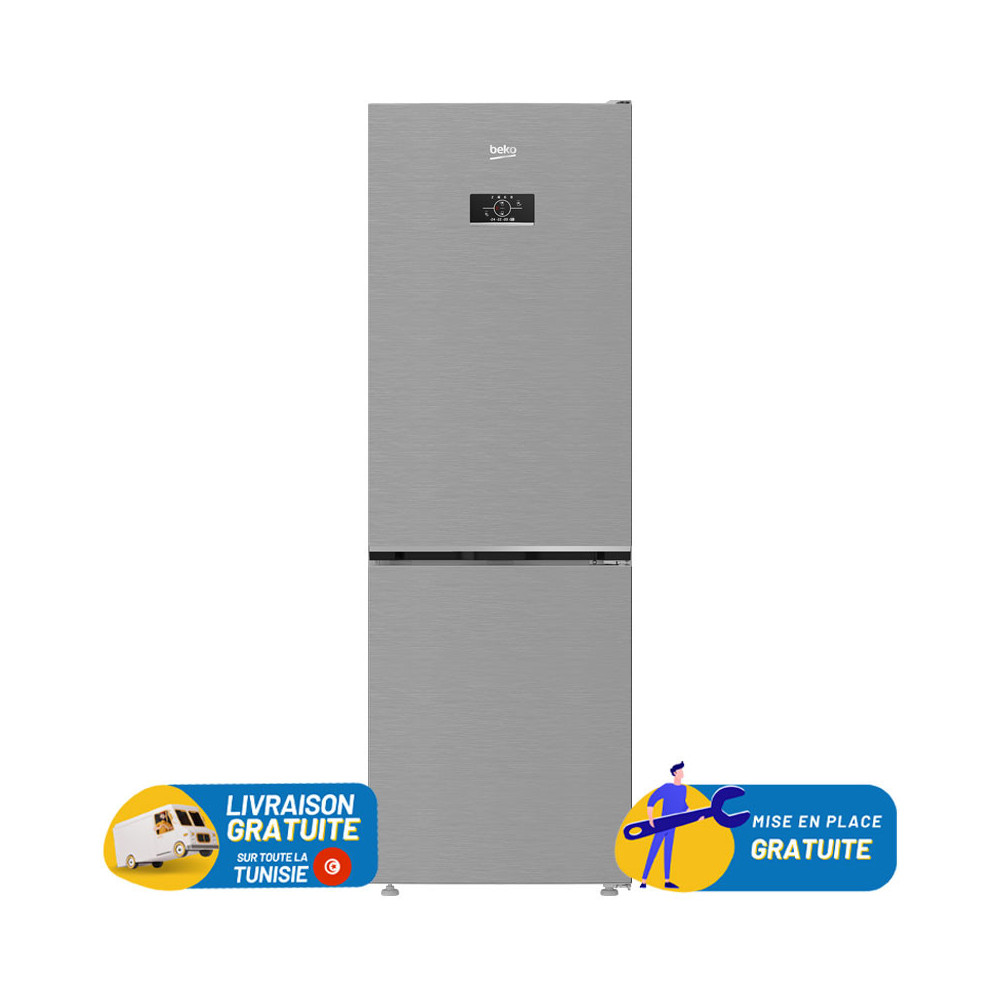 Réfrigérateur Beko No Frost  Combiné 341 Litres  / Silver