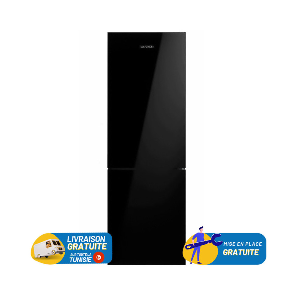 Réfrigérateur TELEFUNKEN No Frost Combiné 323 LITRES / Noir Miroir