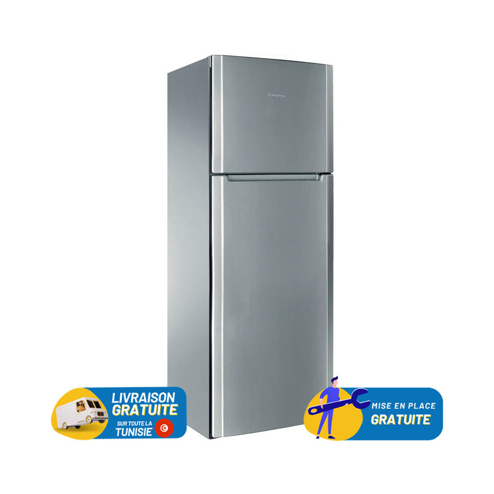 REFRIGERATEUR ARISTON NO FROST DOUBLE PORTES 385 Litres / INOX