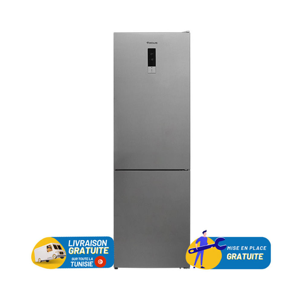 REFRIGERATEUR FOCUS No Frost COMBINE  323 Litres  / INOX avec AFFICHEUR