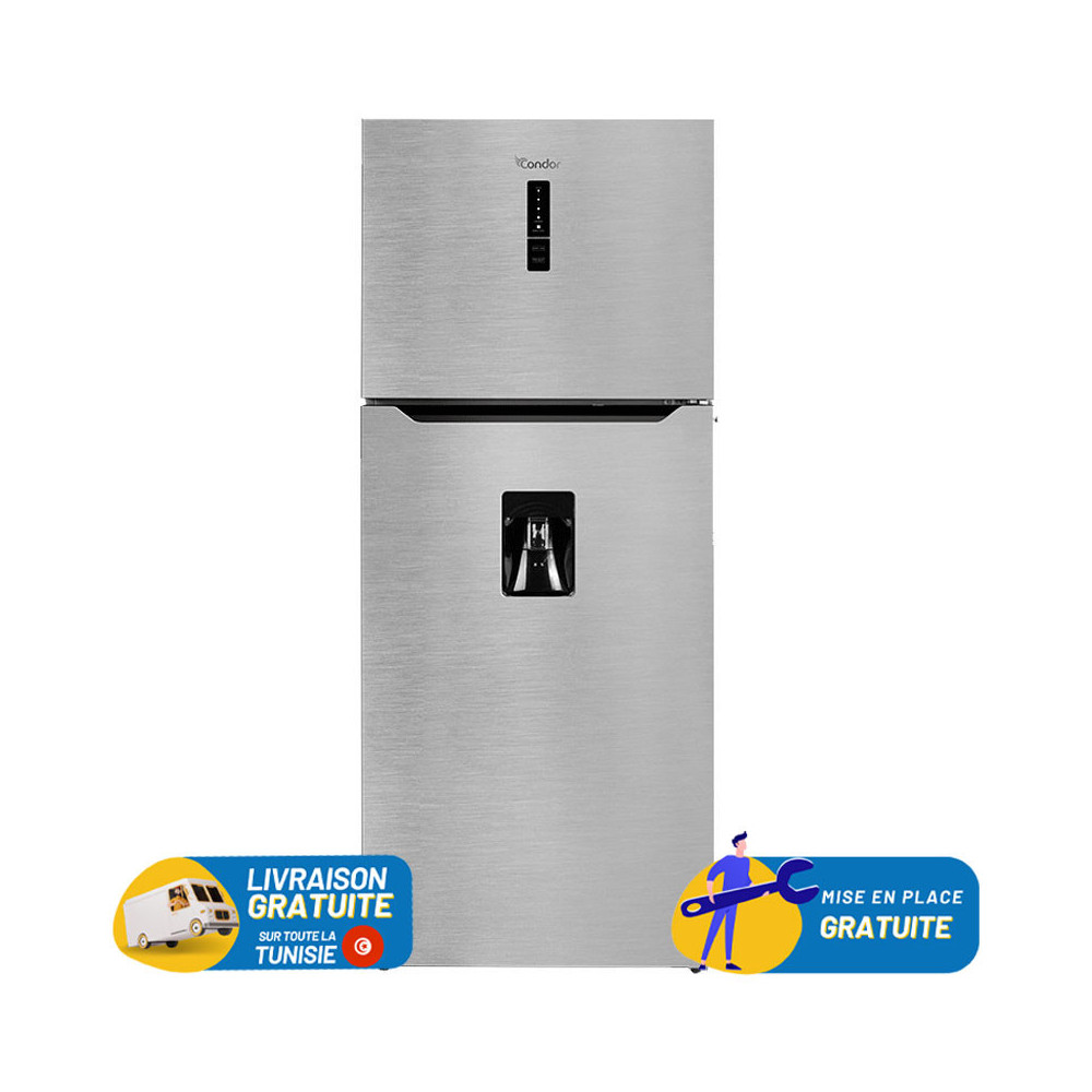 Réfrigérateur Condor No Frost 435 Litres / INOX / Avec Afficheur et Distributeur d'eau