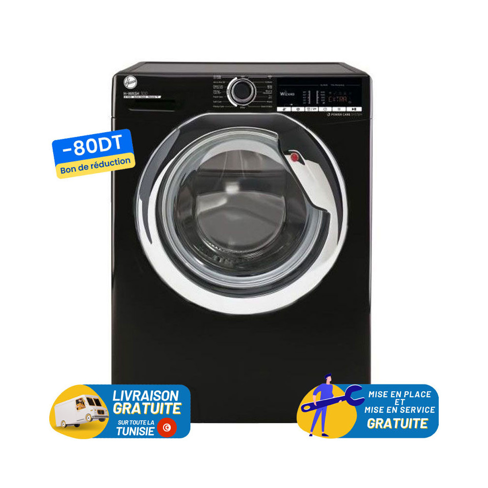 Lave linge Hoover H-WASH 300 LITE 10.5 KG Smart / 1400 trs / Noir
