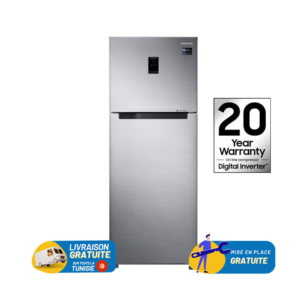REFRIGERATEUR SAMSUNG No Frost INVERTER Double Portes 384 Litres Avec Afficheur / Silver