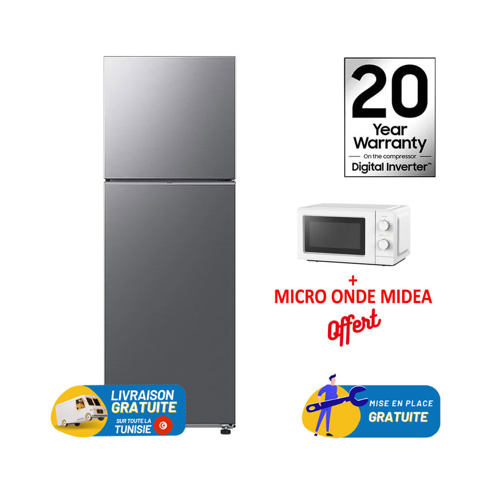 Réfrigérateur Samsung No Frost INVERTER Double Portes 308 Litres Silver+ MICRO ONDE MIDEA OFFERT