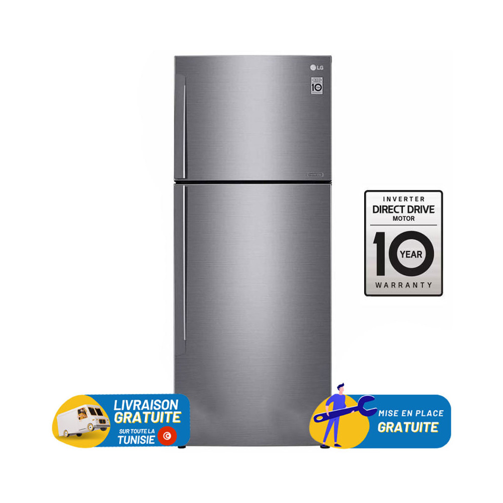 RÉFRIGÉRATEUR LG NO FROST INVERTER Double Portes 471 Litres / INOX