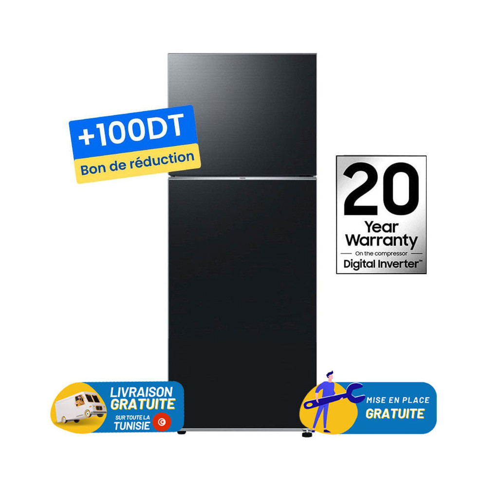 Réfrigérateur Samsung No Frost INVERTER Doubles Portes 460 Litres Noir