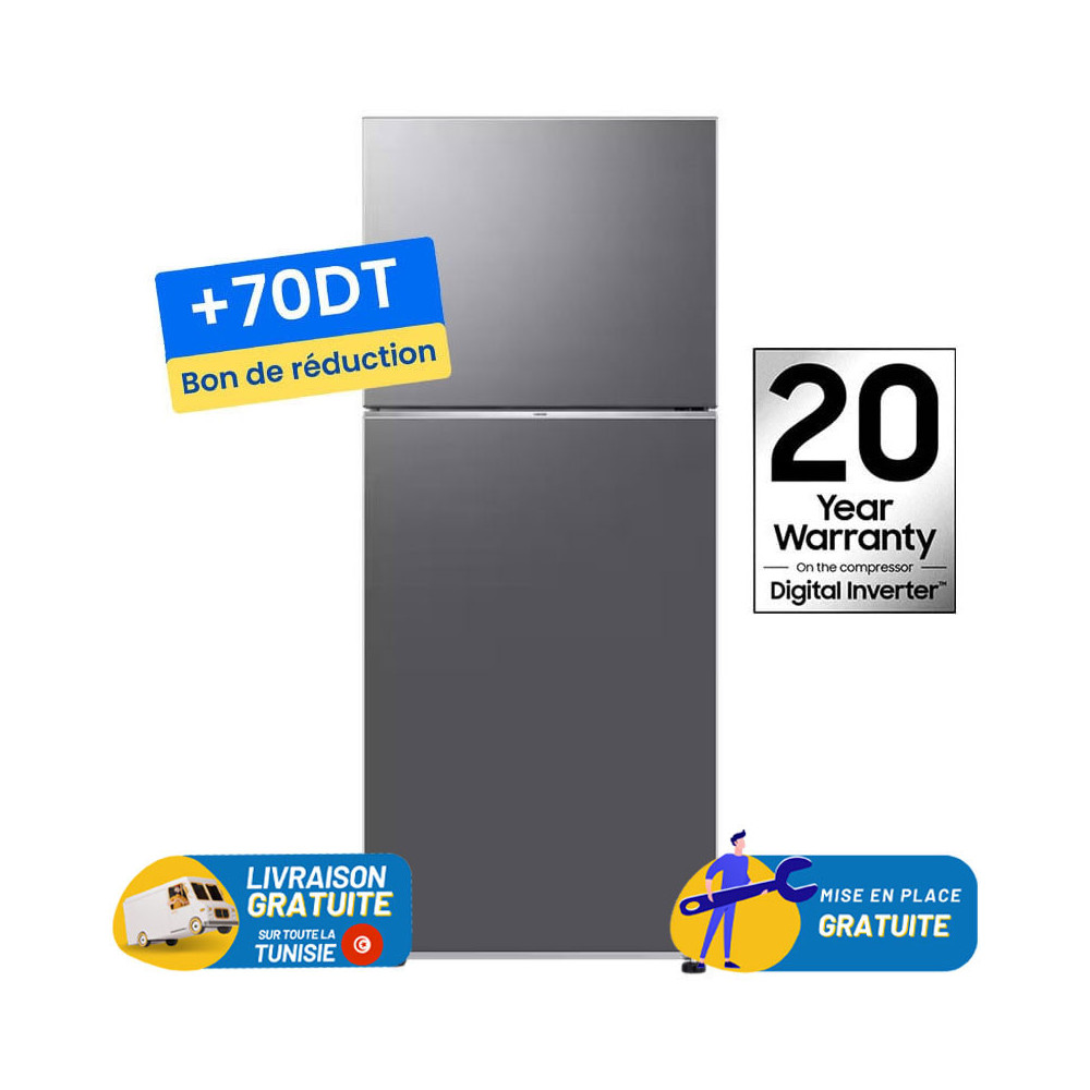 Réfrigérateur Samsung No Frost INVERTER Double Portes 388 Litres Silver