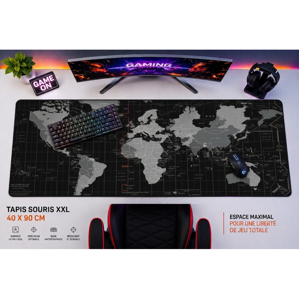 TAPIS DE SOURIS GAMING XXL 40X90 MAP-2