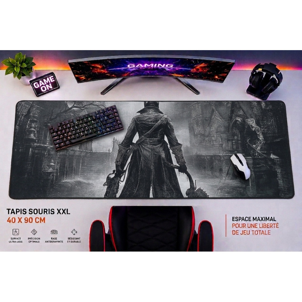 TAPIS DE SOURIS GAMING XXL 40X90 Bloodborne - Yharnam Hunter Edition