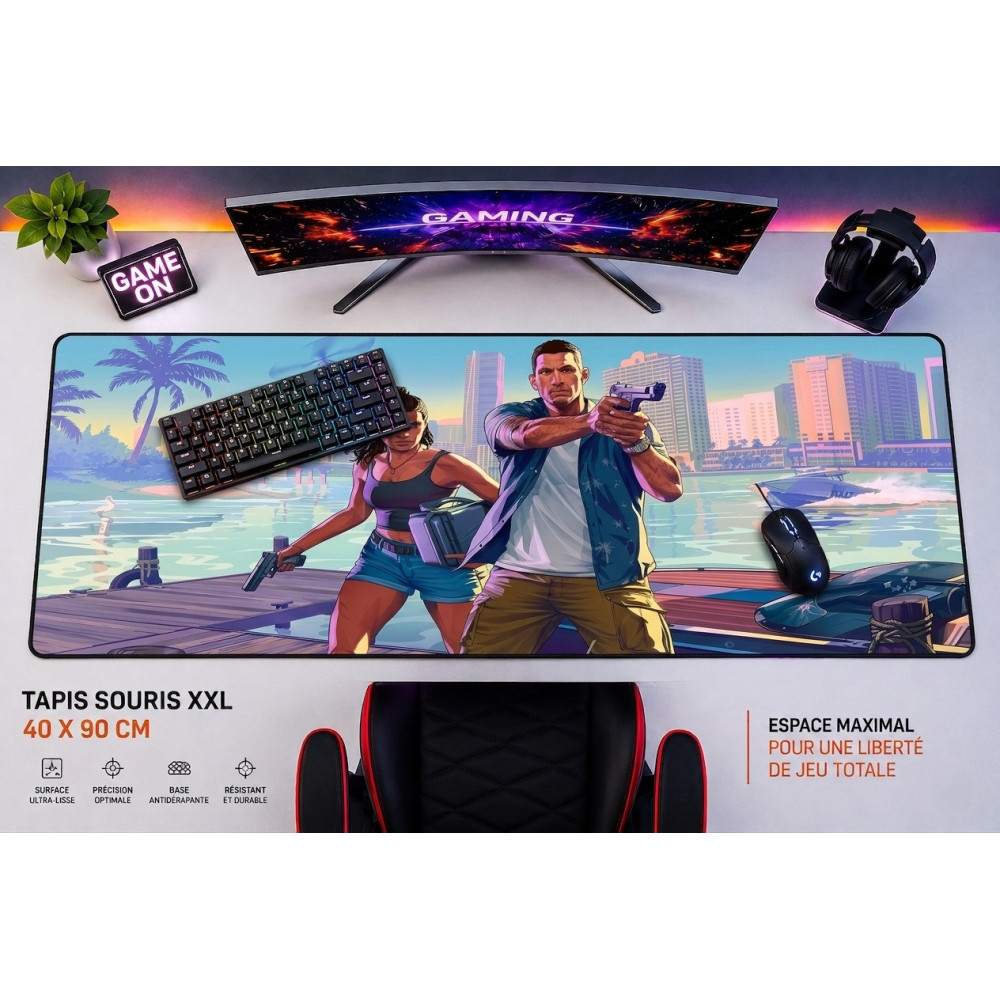 TAPIS DE SOURIS GAMING XXL 40X90 Grand Theft Auto GTA 6