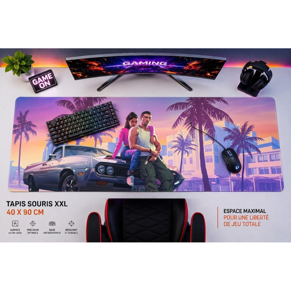 TAPIS DE SOURIS GAMING XXL 40X90 Grand Theft Auto (GTA 6) VOITURE