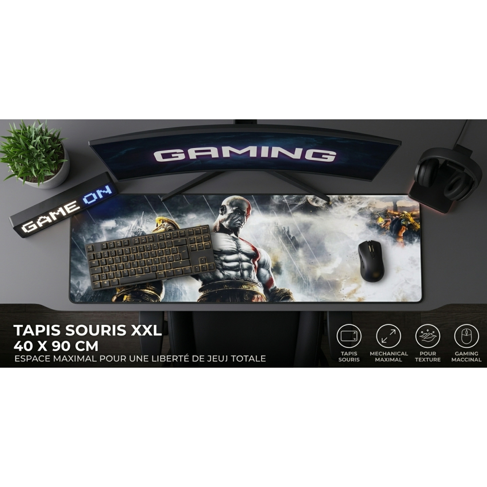 TAPIS DE SOURIS GAMING XXL 40X90 Go of War / Spartan Fury