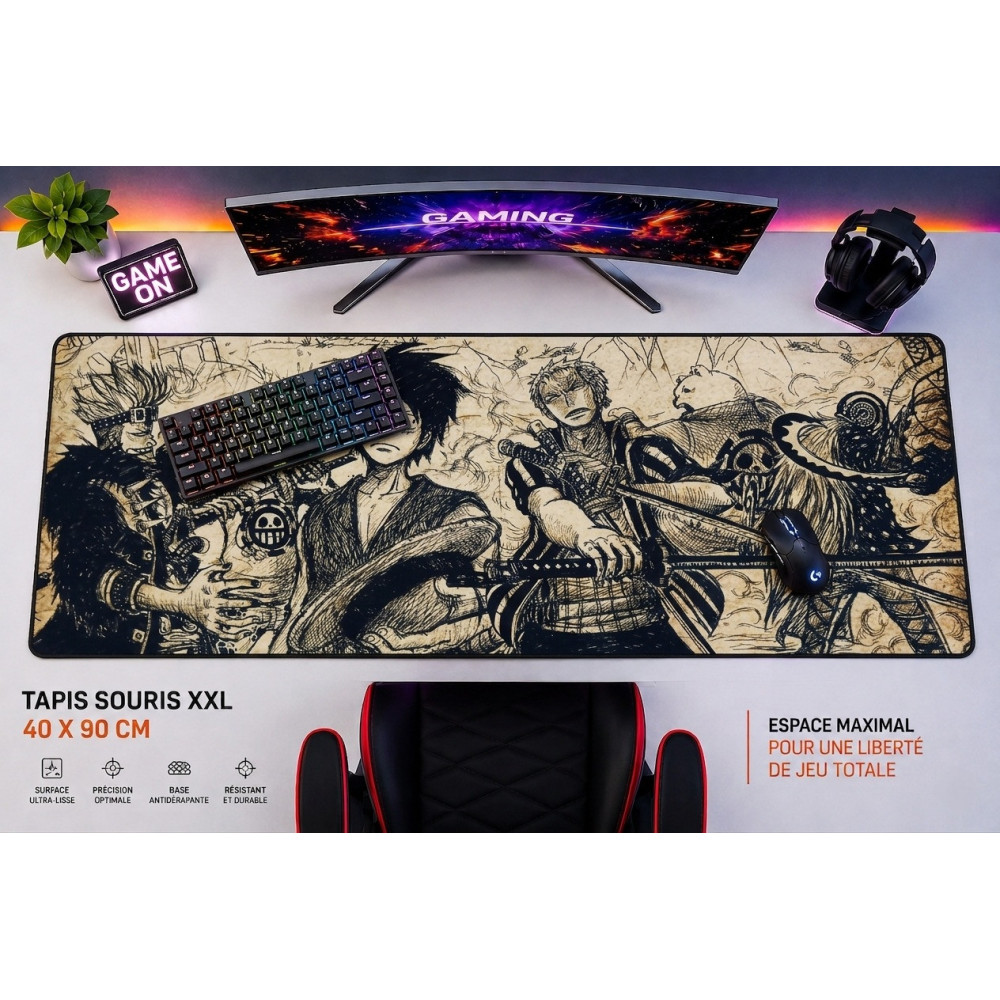TAPIS DE SOURIS GAMING XXL 40X90 One Piece / Sketch Vintage Edition