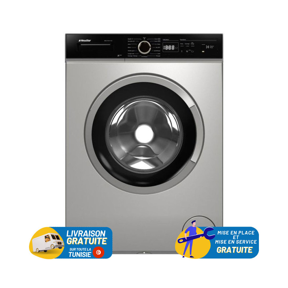 Machine à laver Frontale NEWSTAR MFA0810CT2DS / 8 KG / SILVER