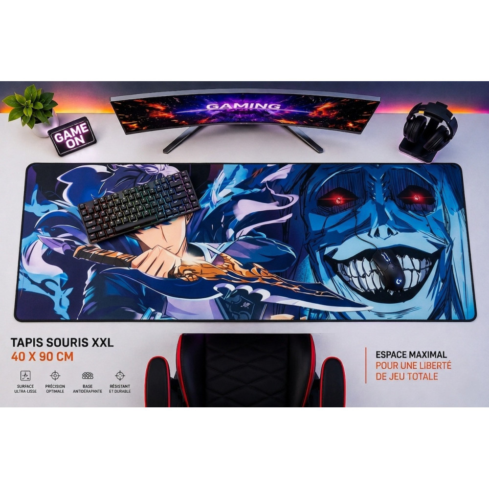 TAPIS DE SOURIS GAMING XXL 40X90 Solo Leveling / Shadow Monarch Edition