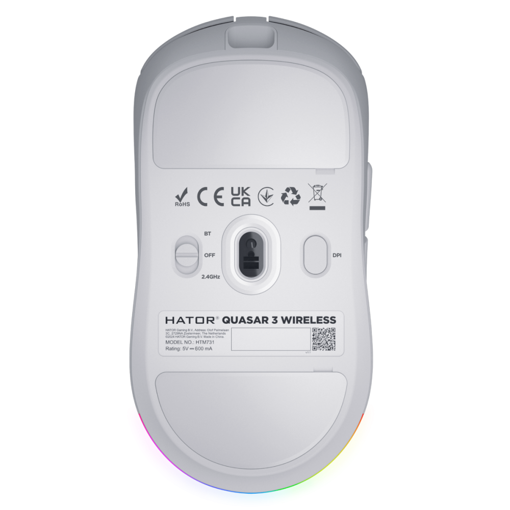 Souris sans fil Gamer Hator Quasar 3 / BLANC