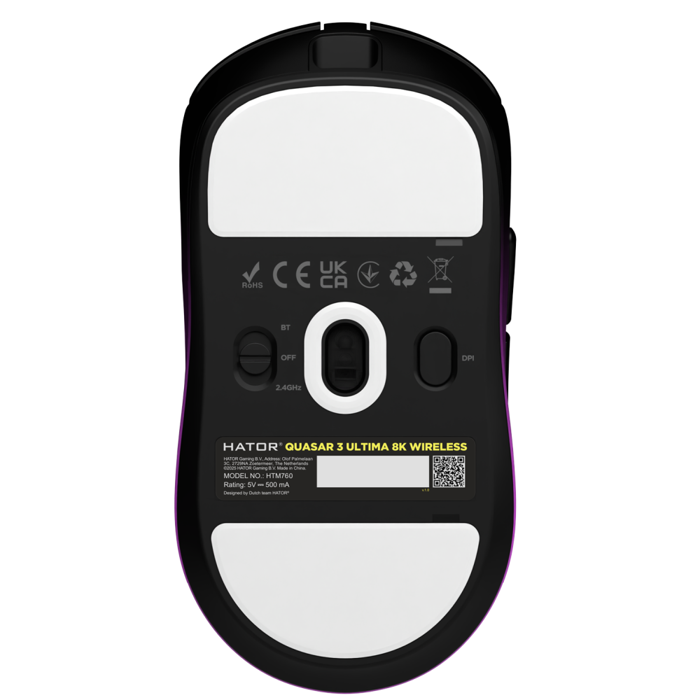 Souris sans fil Gamer Hator Quasar 3 Ultima 8k | Noir & Violet