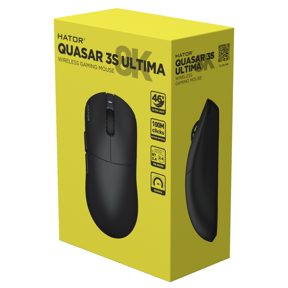 Souris sans fil Gamer Hator Quasar 3S Ultima 8K / NOIR
