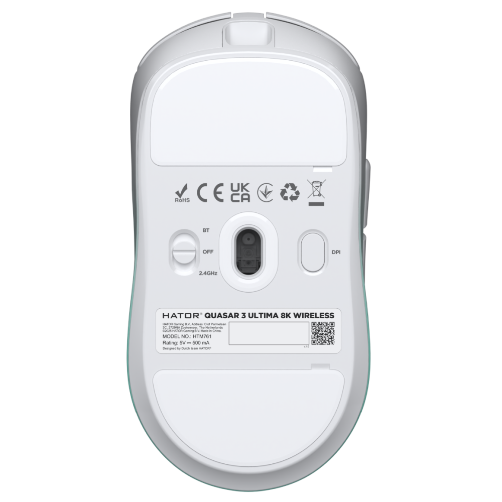 Souris sans fil Gamer Hator Quasar 3 Ultima 8k | Blanc & Vert