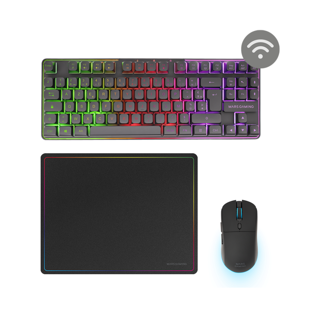 Pack Gamer 3en1 Clavier/Souris/Tapis Mars Gaming / NOIR