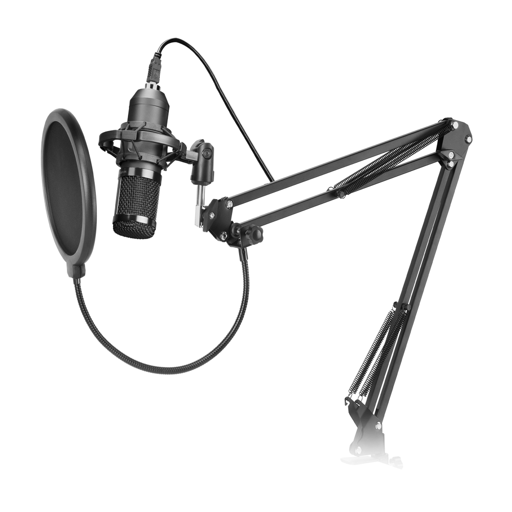 Microphone Mars Gaming MMicPro avec bras de montage / Noir