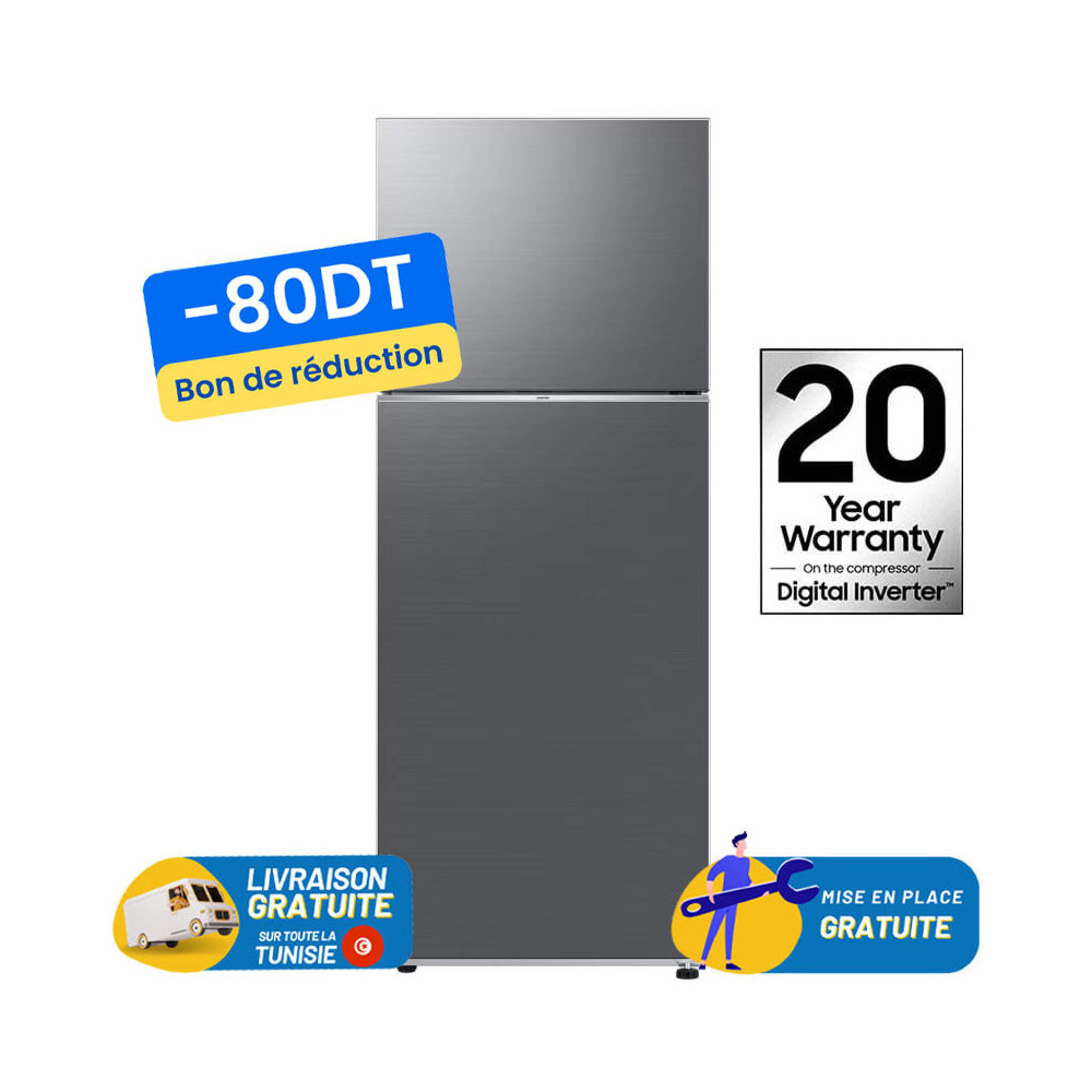 Réfrigérateur Samsung No Frost INVERTER Double Portes 460 Litres Silver