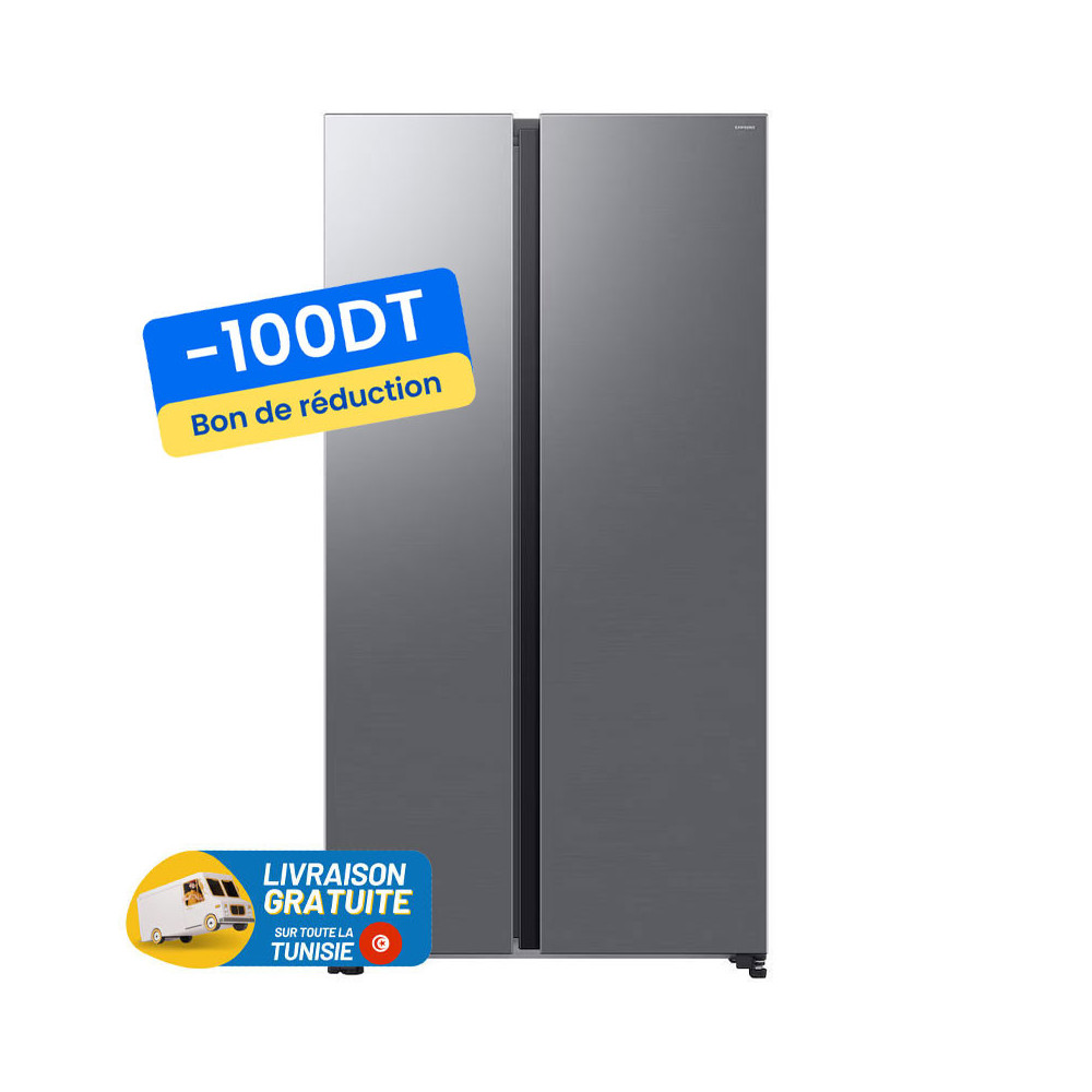 Réfrigérateur SAMSUNG No Frost BESPOKE INVERTER Side by Side 651 LITRES / SILVER