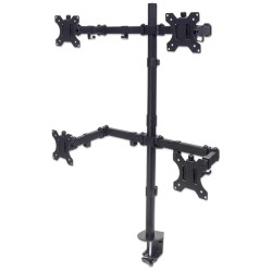Support universel Manhattan pour quatre écrans avec bras articulés à double liaison / 13" à 32" / Noir