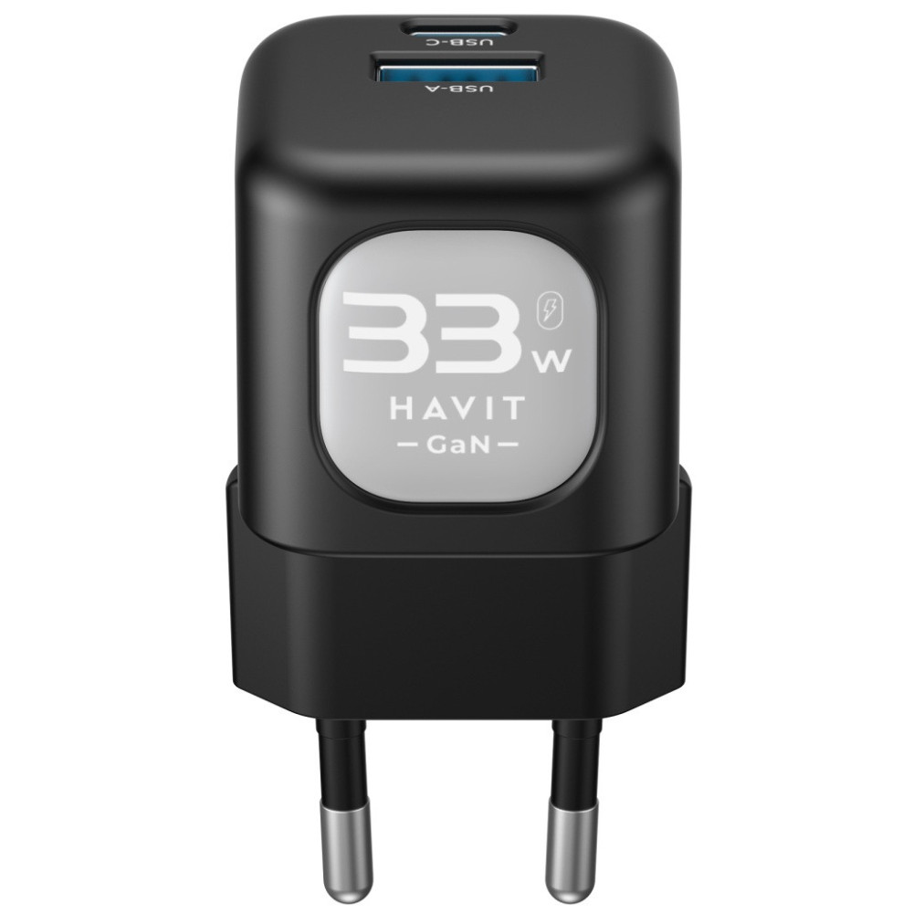TETE CHARGEUR HAVIT GAN FAST CHARGER HV-UC230 DUAL USB-C 33W+USB-A30W