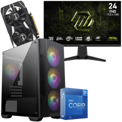 Setup Gamer Special Pc de Bureau Gaming / i7-12700KF / RTX 3050 6G / 32 Go Avec Écran Gaming MSI MAG 24" Full HD IPS / 240 Hz