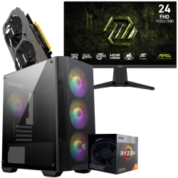 Setup Gamer Special Pc de Bureau Gaming / Ryzen 5 5500 / GTX 1650 4G / 16 Go Avec Écran Gaming MSI MAG 24" Full HD IPS / 240 Hz