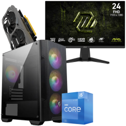 Setup Gamer Special Pc de Bureau Gaming / i5-12400F / GTX 1650 4G / 16 Go Avec Écran Gaming MSI MAG 24" Full HD IPS / 240 Hz