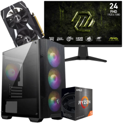 Setup Gamer Special Pc de Bureau Gaming / Ryzen 5 5500 / RTX 3050 6G / 16 Go Avec Écran Gaming MSI MAG 24" Full HD IPS / 240 Hz