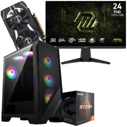 Setup Gamer Special Pc de Bureau Gaming / Ryzen 5 5600GT / RTX 3050 6G / 16 Go Avec Écran Gaming MSI 24" Full HD IPS / 240 Hz