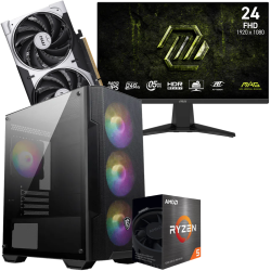 Setup Gamer Special Pc de Bureau Gaming / Ryzen 5 5500 / RTX 5060 8G / 16 Go Avec Écran Gaming MSI 24" Full HD IPS / 240 Hz