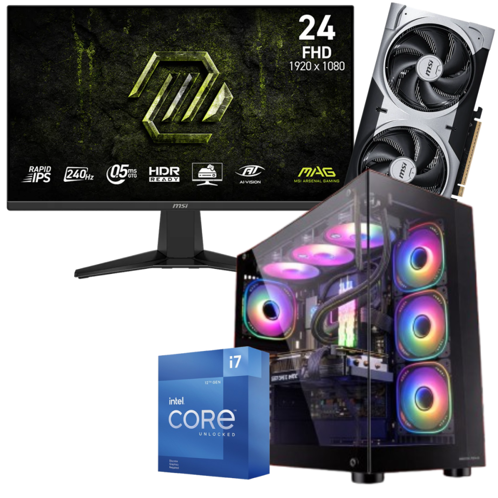 Setup Gamer Special Pc de Bureau Gaming / i7-12700KF / RTX 5060 Ti 8G / 32 Go Avec Écran Gaming MSI 24" Full HD IPS / 240 Hz