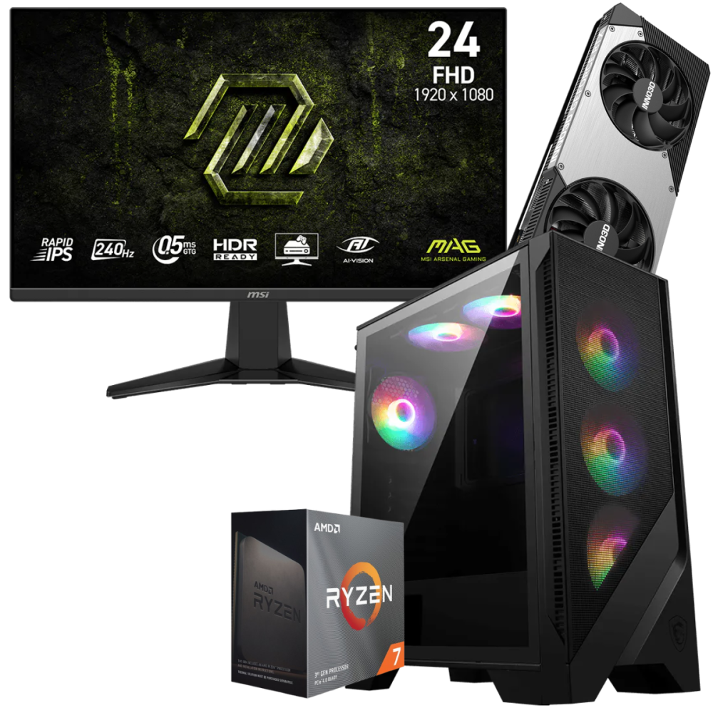 Setup Gamer Special Pc de Bureau Gaming / Ryzen 7 5700 / RTX 5070 12G / 32 Go Avec Écran Gaming MSI 24" Full HD IPS / 240 Hz