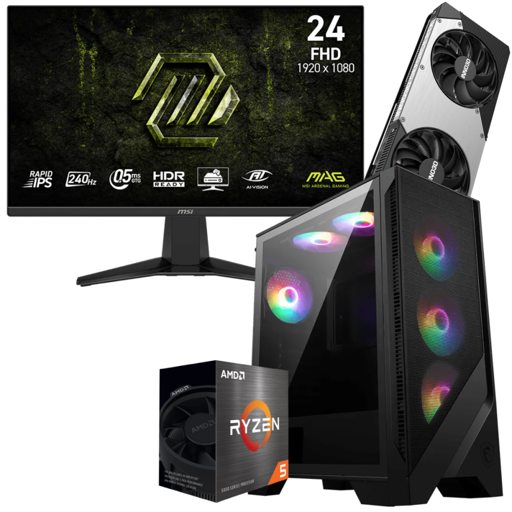 Setup Gamer Special Pc de Bureau Gaming / Ryzen 5 5600GT / RTX 5070 12G / 32 Go Avec Écran Gaming MSI 24" Full HD IPS / 240 Hz
