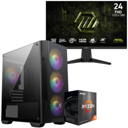 Setup Gamer Special Pc de Bureau Gaming / Ryzen 5 5500GT / Vega 7 / 16 Go Avec Écran Gaming MSI 24" Full HD IPS / 240 Hz